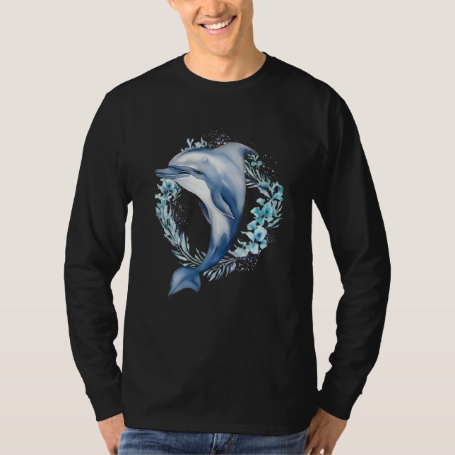 Dolphin Watercolor 1 T Shirt (Framsida)