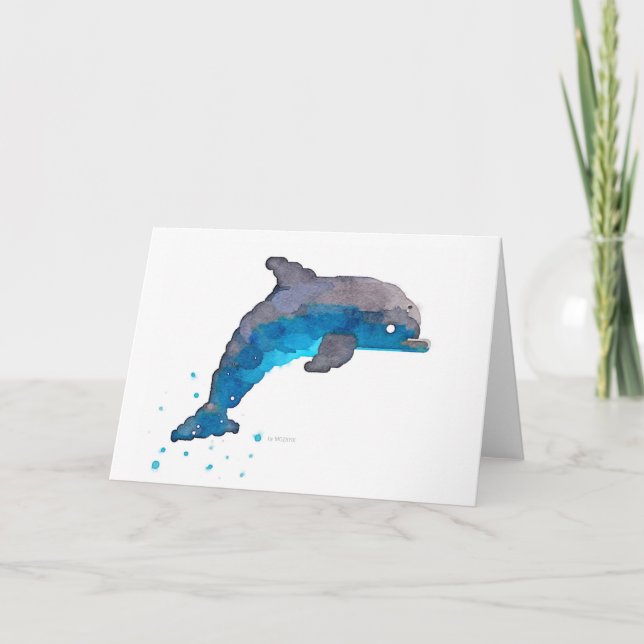 Dolphin Watercolor Greeting Card Kort (Framsida)