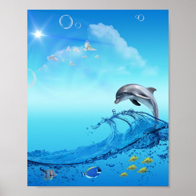Dolphin Wave Frutiger Aero Poster (Framsidan)