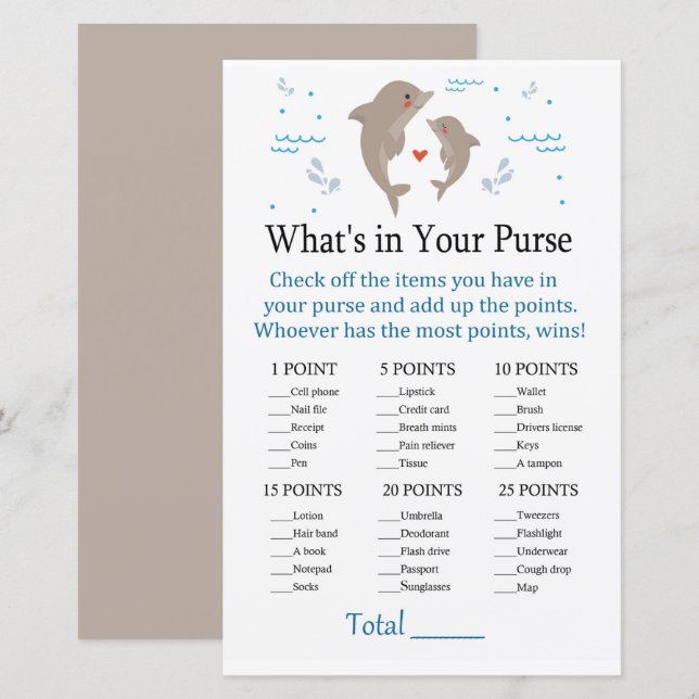 Dolphin What's in your purse match (Fram/baksida)