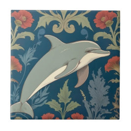 Dolphin William Morris stil Ocean Sea Tema Höger Kakelplatta