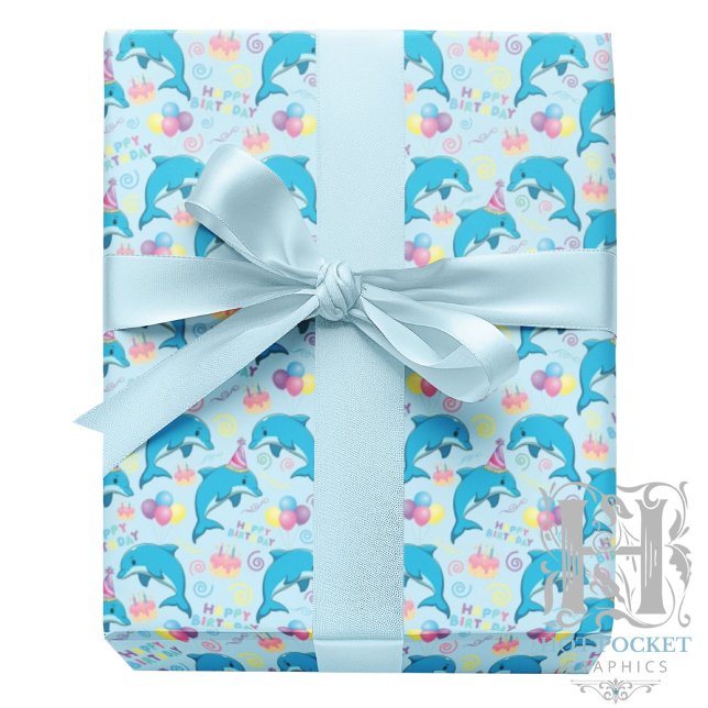 Dolphin Wrapping Paper in Blue Presentpapper (Skapare uppladdad)