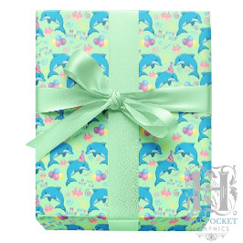 Dolphin Wrapping Paper in Green Presentpapper