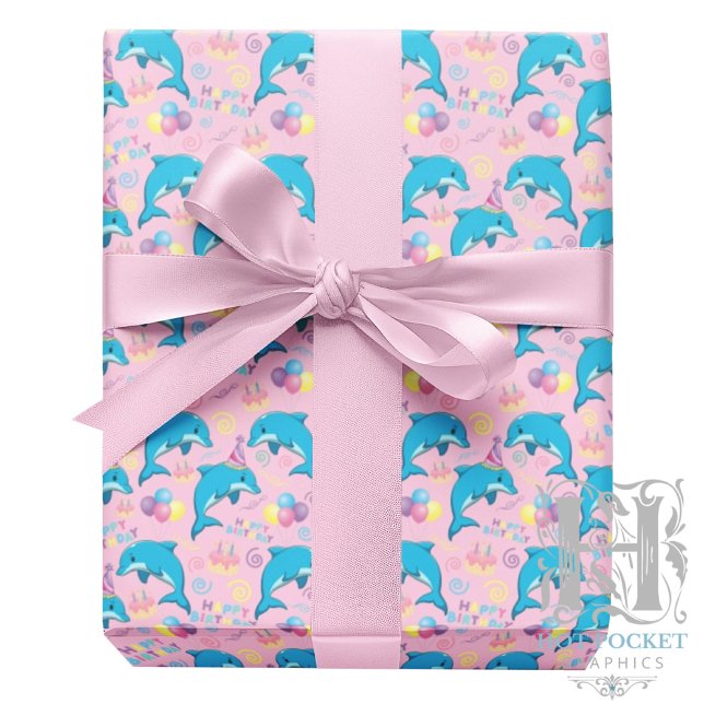 Dolphin Wrapping Paper in Pink Presentpapper (Skapare uppladdad)