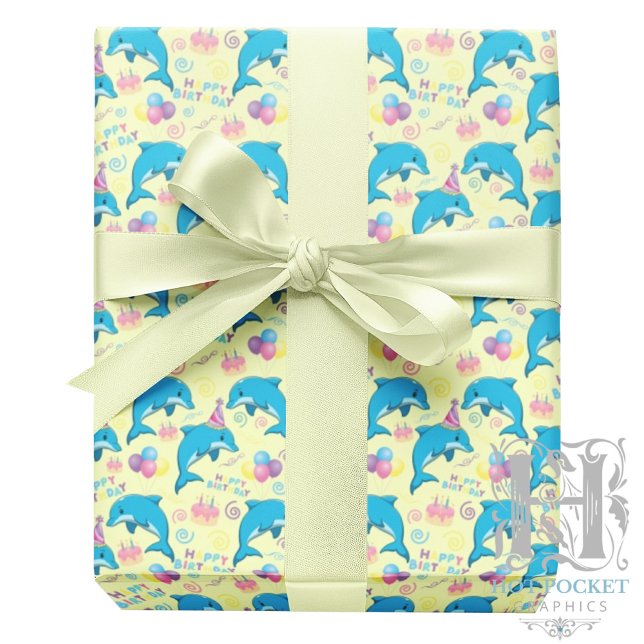 Dolphin Wrapping Paper in Yellow Presentpapper (Skapare uppladdad)