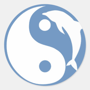 Dolphin Yin Yang Sticker Runt Klistermärke