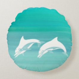 Dolphins aquamarine Sea vatten Rund Kudde