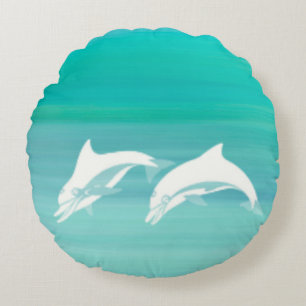 Dolphins aquamarine Sea vatten Rund Kudde