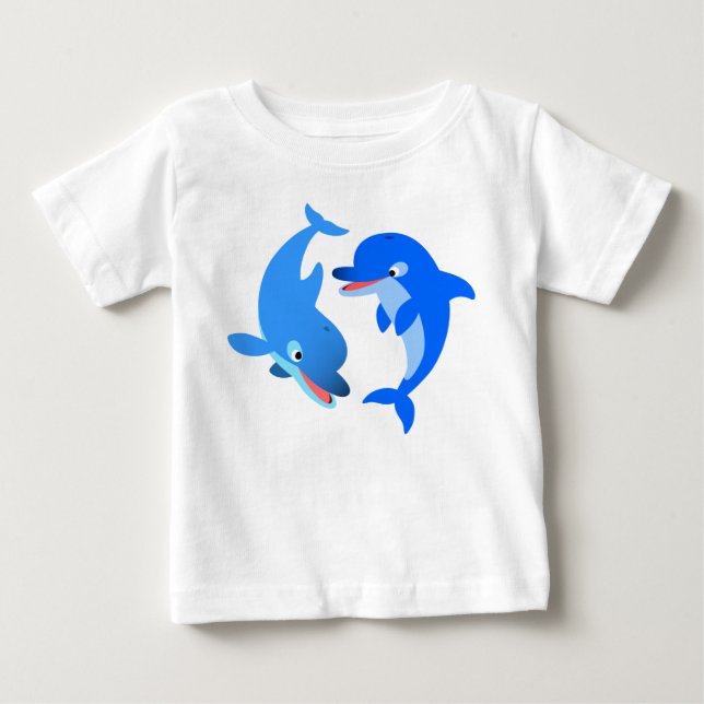 Dolphins Baby T-Shirt, Tecknad för utspelning Tee Shirt (Framsida)