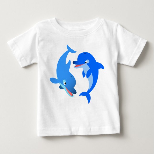 Dolphins Baby T-Shirt, Tecknad för utspelning Tröja (Framsida)