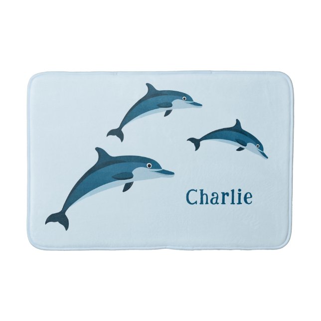 Dolphins Blue Söta Bath Mat Badrumsmatta (Framsidan)
