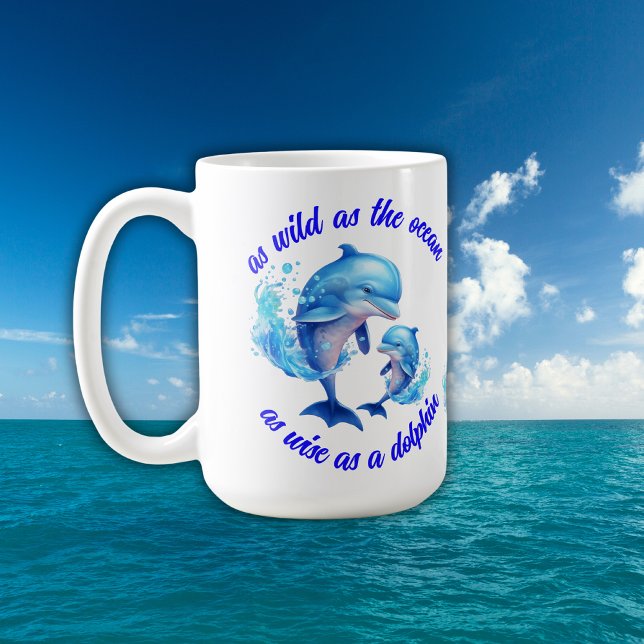Dolphins-citattecken för utspädda vattenfärger | kaffemugg (Skapare uppladdad)