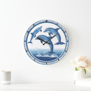 Dolphins Embrace" - Nautical Rope Stor Klocka