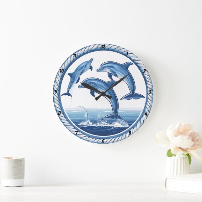 Dolphins Embrace" - Nautical Rope Stor Klocka (Hem)