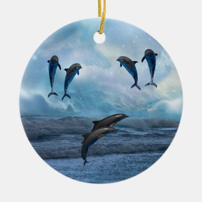 Dolphins fantasi julgran julgransprydnad keramik (Framsidan)