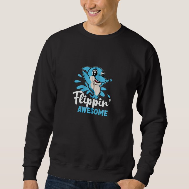 Dolphins Flippin' Awesome Zip Hoodie Lång Ärmad Tröja (Framsida)