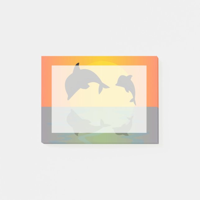 Dolphins från rullning vid solnedgång post-it block (Framsida)