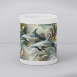 Dolphins Golden Botanical Dreamscape Kaffemugg