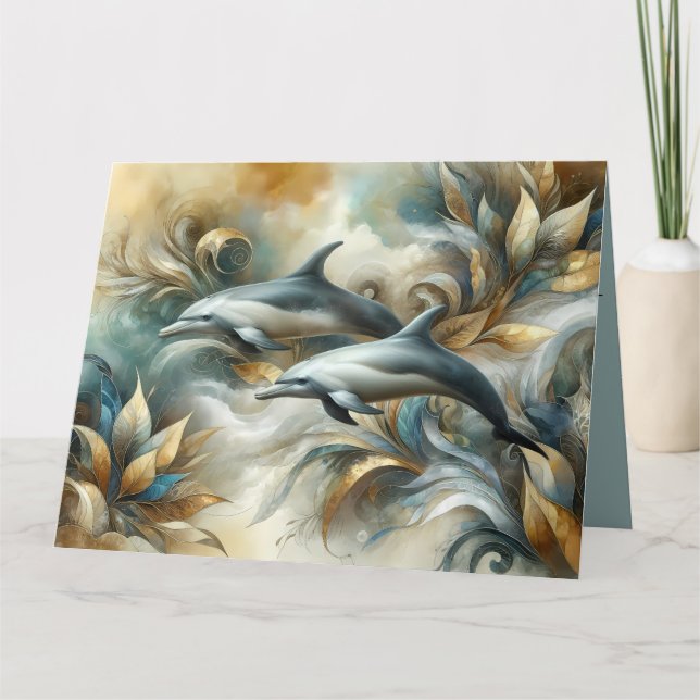 Dolphins Golden Botanical Dreamscape Kort (Framsida)