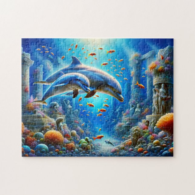 Dolphins in Atlantis Enchanting Ocean Pussel (Horisontell)