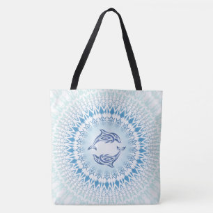Dolphins Mandala Blue White Maritime Tygkasse