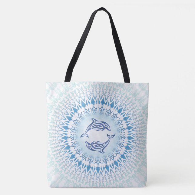 Dolphins Mandala Blue White Maritime Tygkasse (Framsida)