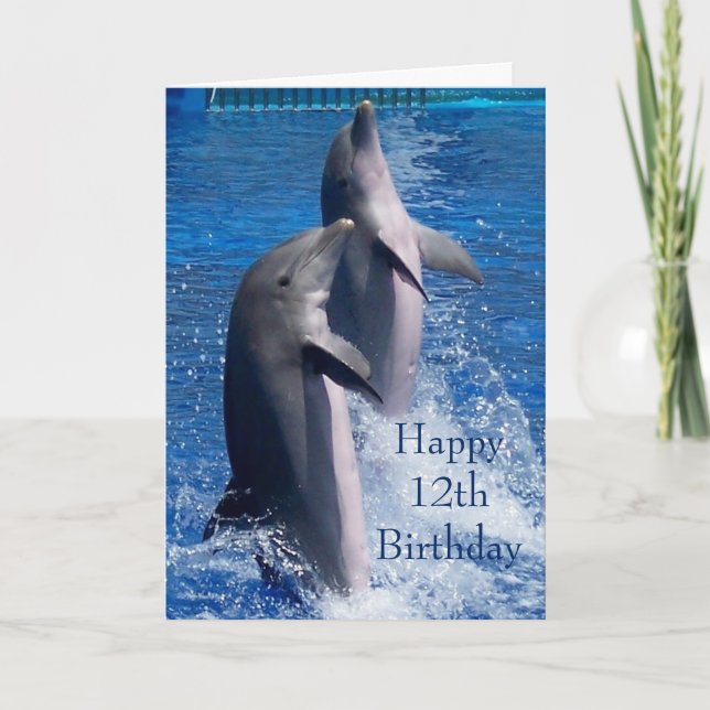 Dolphins Personlig 12:e Birthday Kort (Framsida)