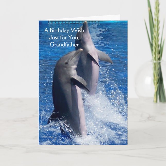Dolphins Personlig Grandfather Birthday Kort (Framsida)
