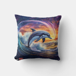 Dolphins Surfs Galaxy Dekorativ kudde