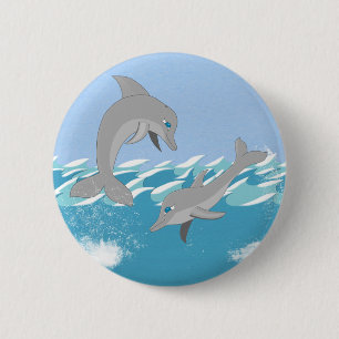 Dolphins Swimming i Oceanen Knapp