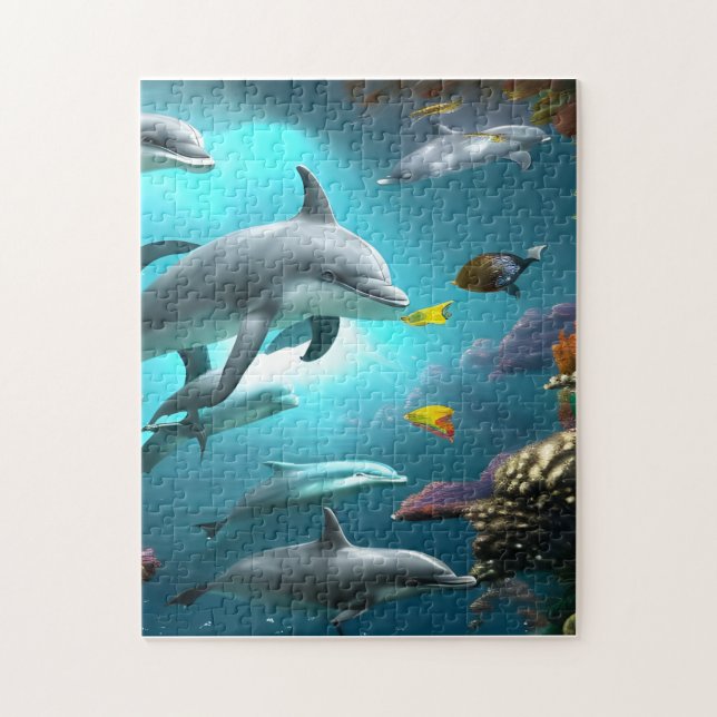 Dolphins Swimming Underwater Pussel (Vertikal)