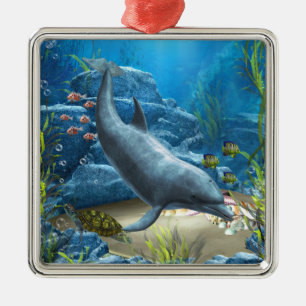 Dolphins värld julgransprydnad metall