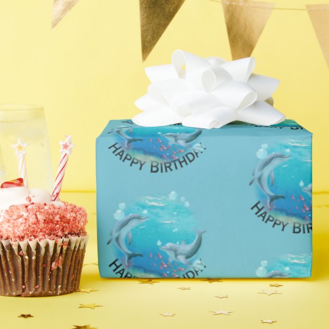 Dolphins World Birthday Presentpapper (Födelsedagsfest)