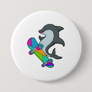 Dolpin som Skater med Skateboard Knapp