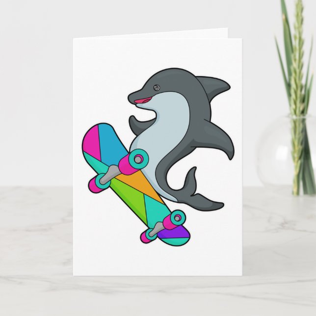 Dolpin som Skater med Skateboard Kort (Framsida)