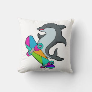 Dolpin som Skater med Skateboard Kudde