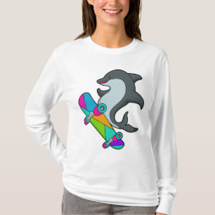 Dolpin som Skater med Skateboard T Shirt
