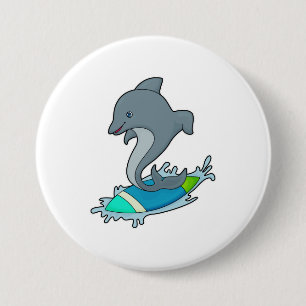 Dolpin som Surfer med Surfboard Knapp