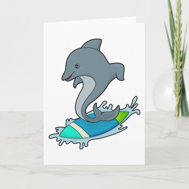 Dolpin som Surfer med Surfboard Kort (Framsida)
