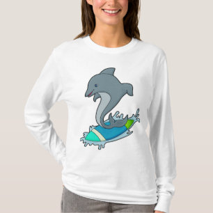 Dolpin som Surfer med Surfboard T Shirt
