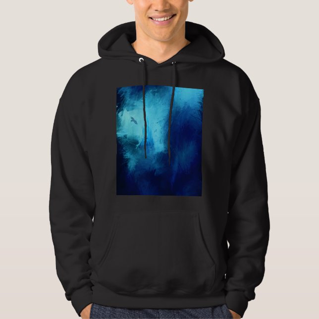 Dolt slott i blå skog hoodie (Framsida)