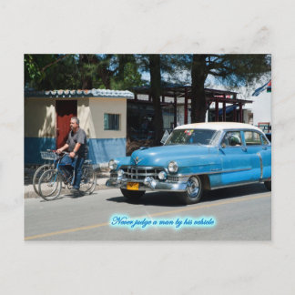 Döm aldrig en man vid hans fordon! vykort