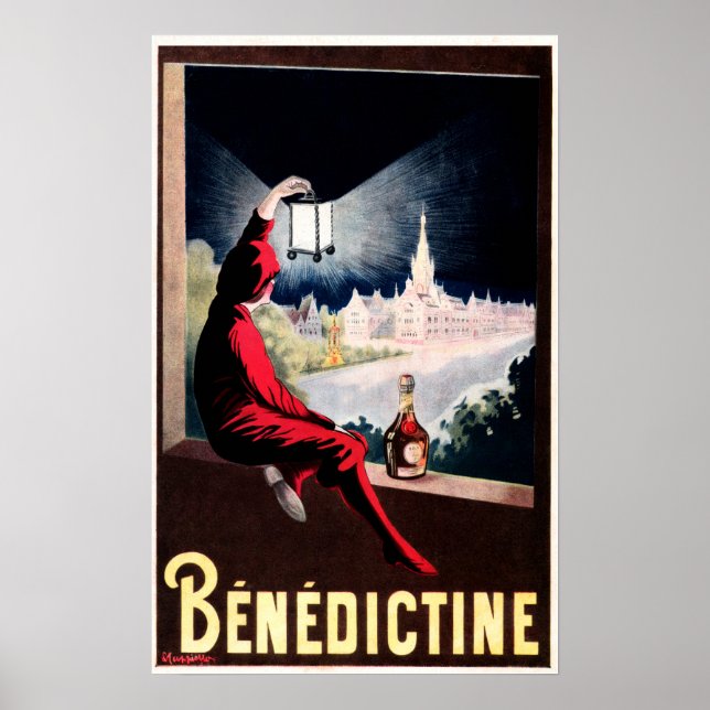 DOM BENEDICTINE Fransk Herbal Liqueur Cappiello Poster (Framsidan)