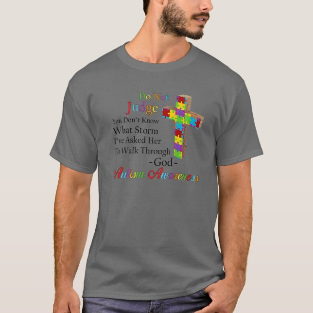 Doma inte Kor Puzzle Delar Christian Autism T Shirt (Framsida)