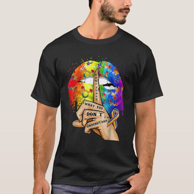 Doma inte vad du inte förstår LGBT Pride L T Shirt (Framsida)