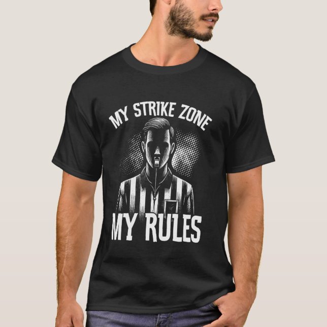 Döma Mitt Strike Zone Design För Män Domare T Shirt (Framsida)