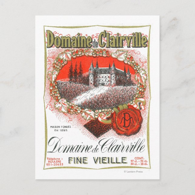 Domaine De Clairville Vin LabelEurope Vykort (Framsida)