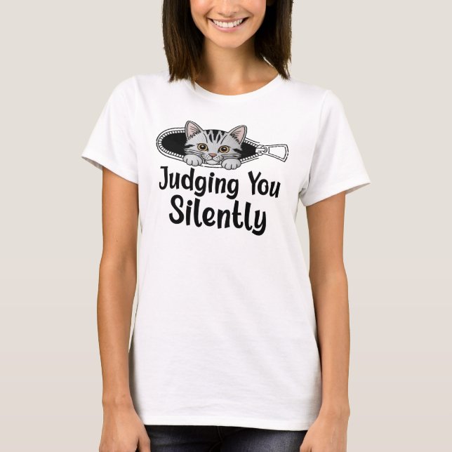 Domande dig tyst katt t shirt (Framsida)