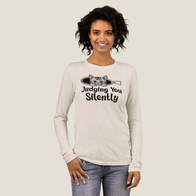 Domande dig tyst katt t shirt (Hel framsida)