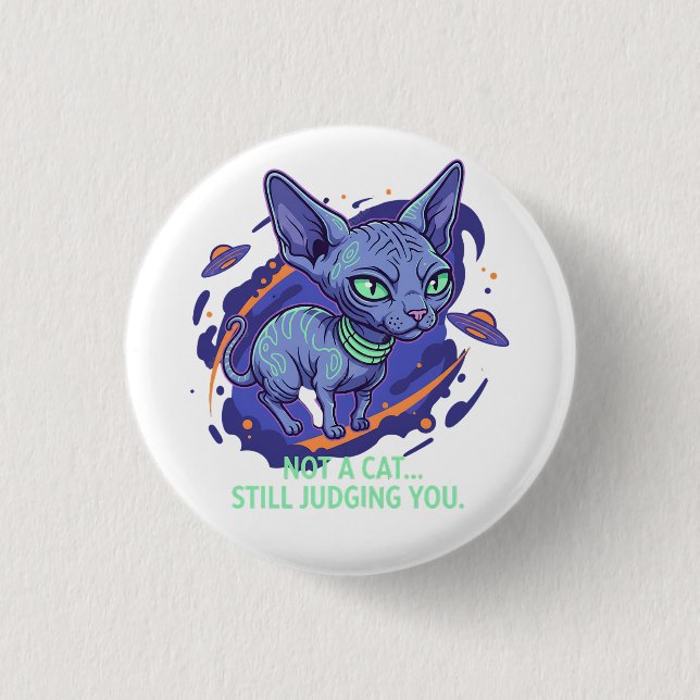 Domande om Alien Sphynx Cat Sci-Fi Humor Art Knapp (Framsida)